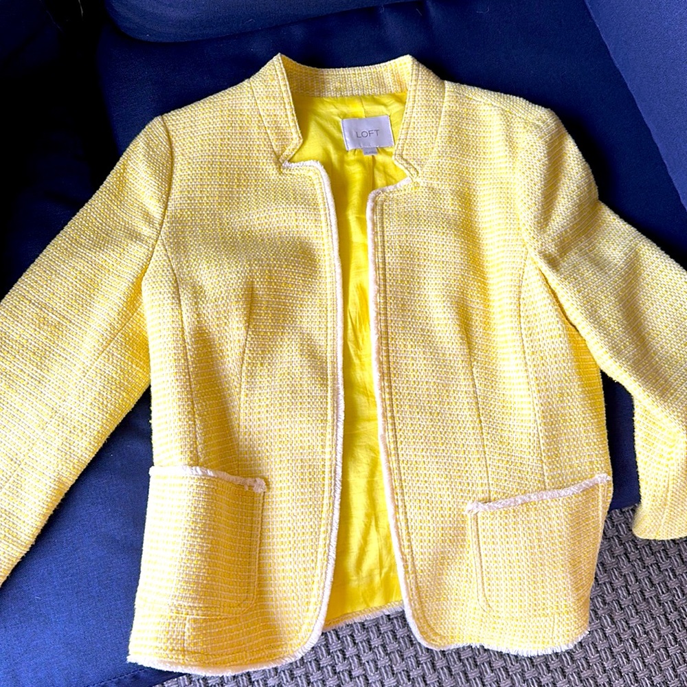 Ann Taylor Loft lemon yellow Open Blazer